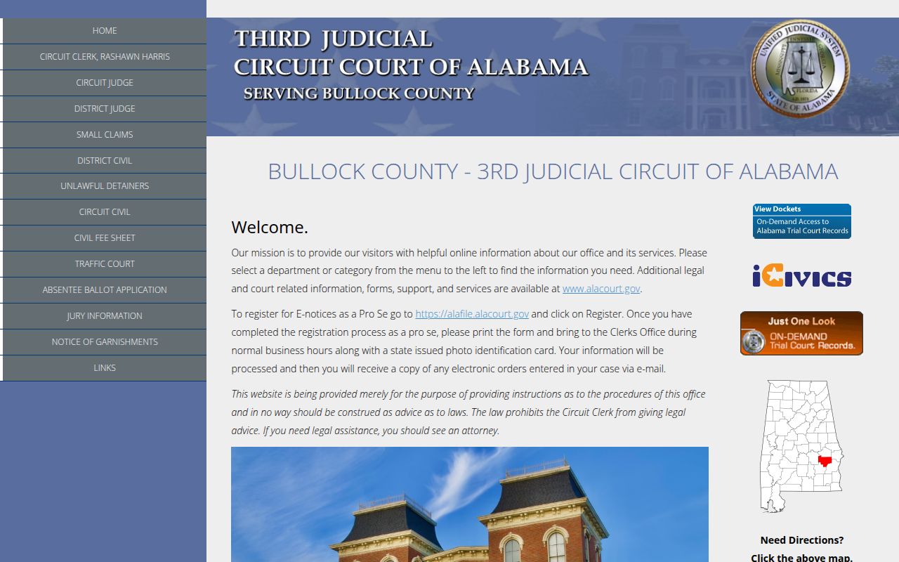 Bullock County Circuit Court website