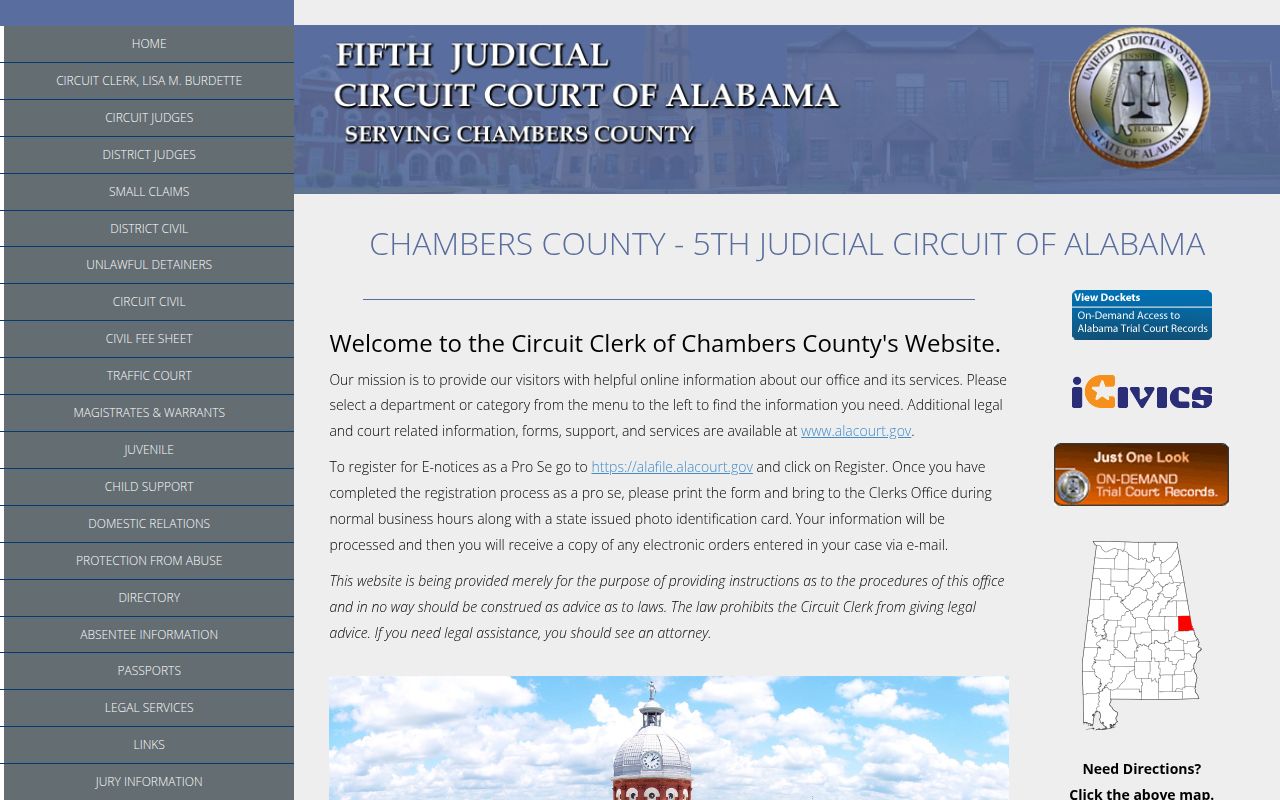 Chambers County Circuit Court website