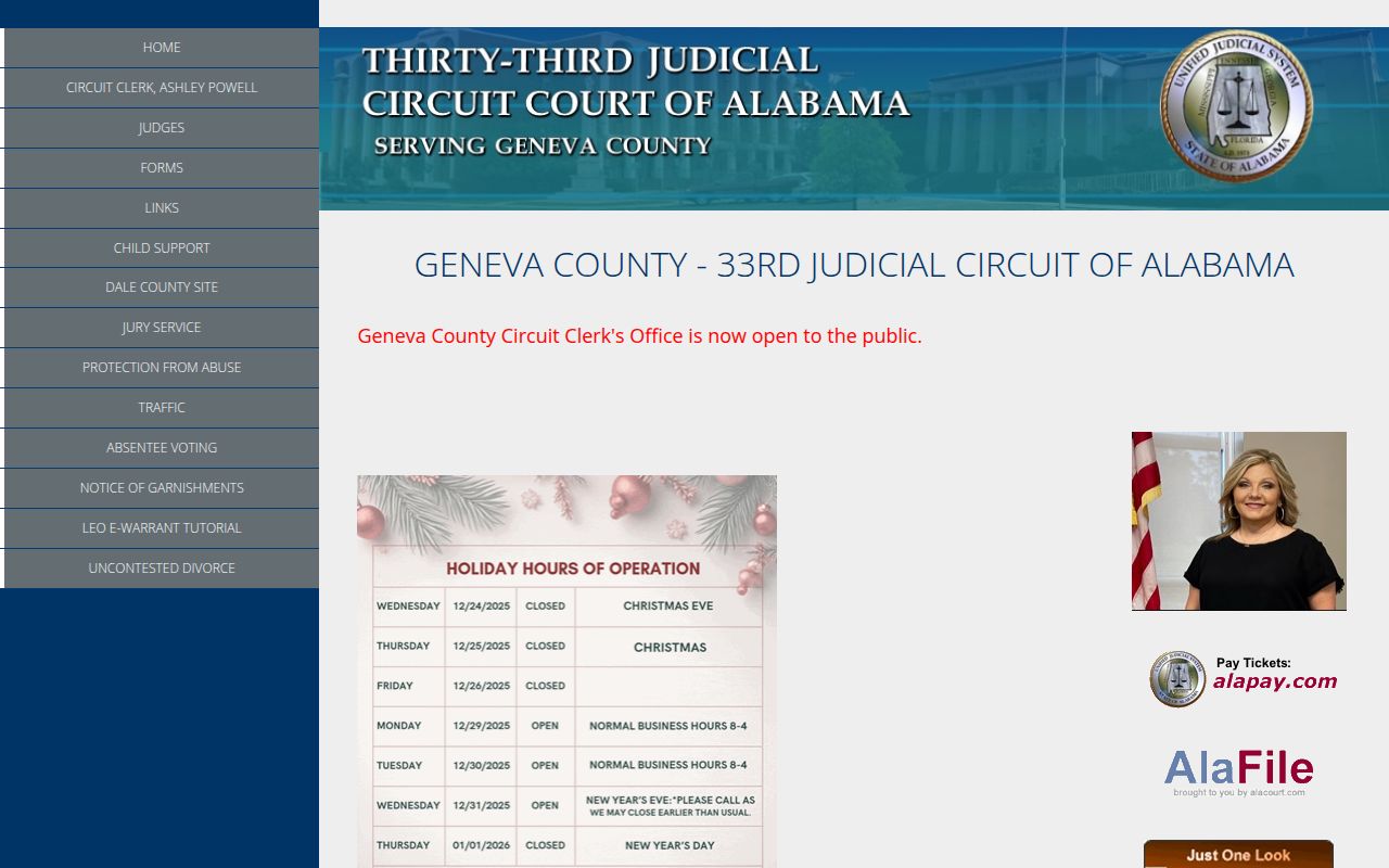 Geneva County Circuit Clerk Alacourt page
