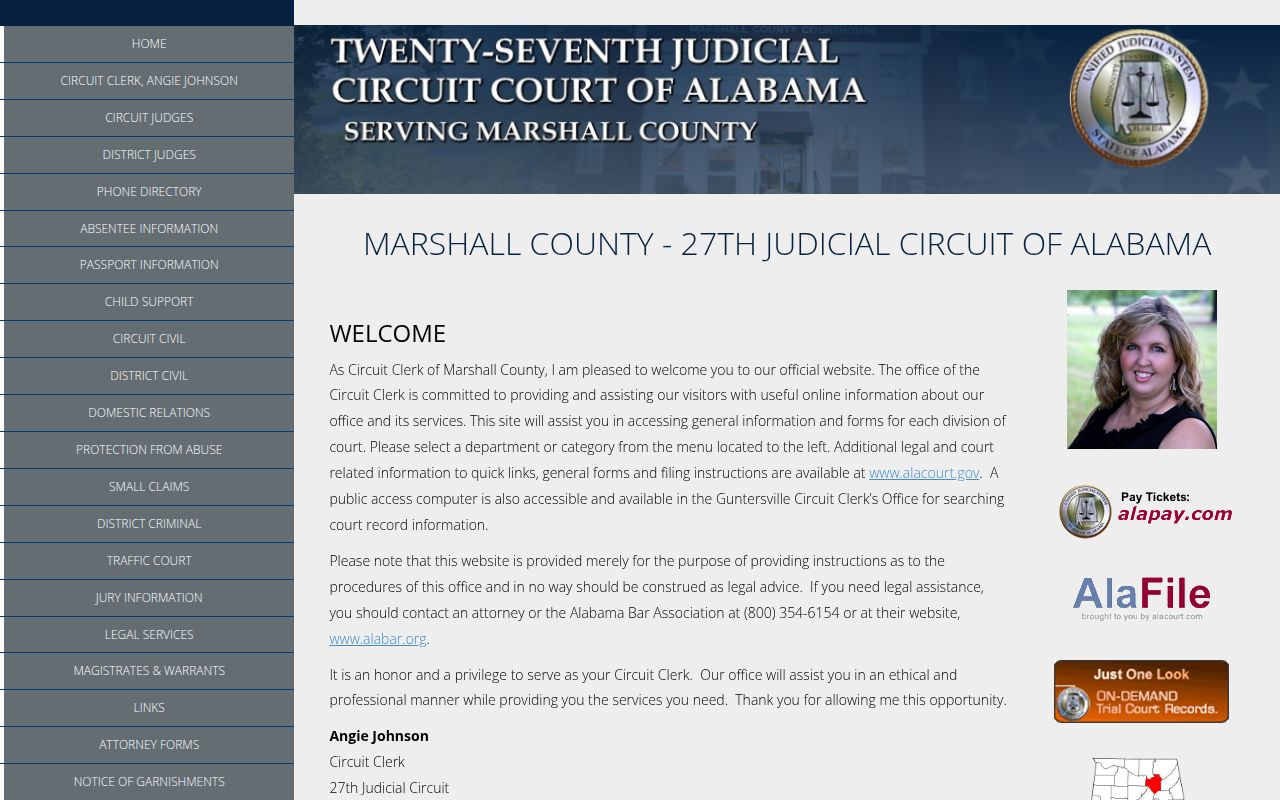 Marshall County Circuit Court website screenshot