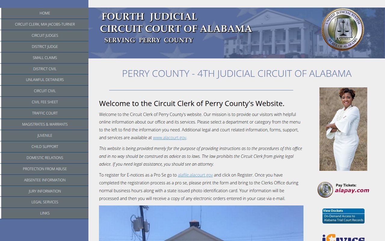 Perry County Circuit Court website screenshot