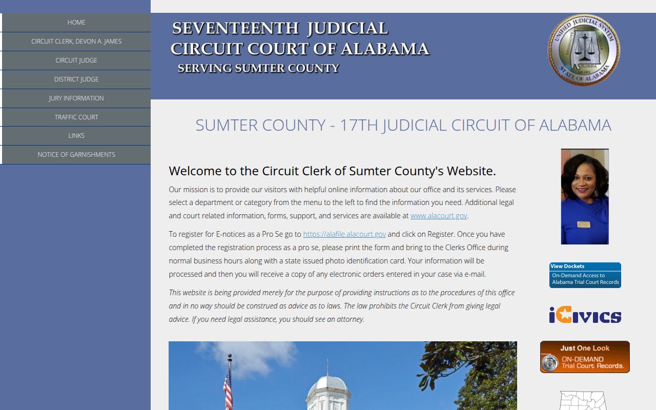 Sumter County Circuit Court Alacourt page