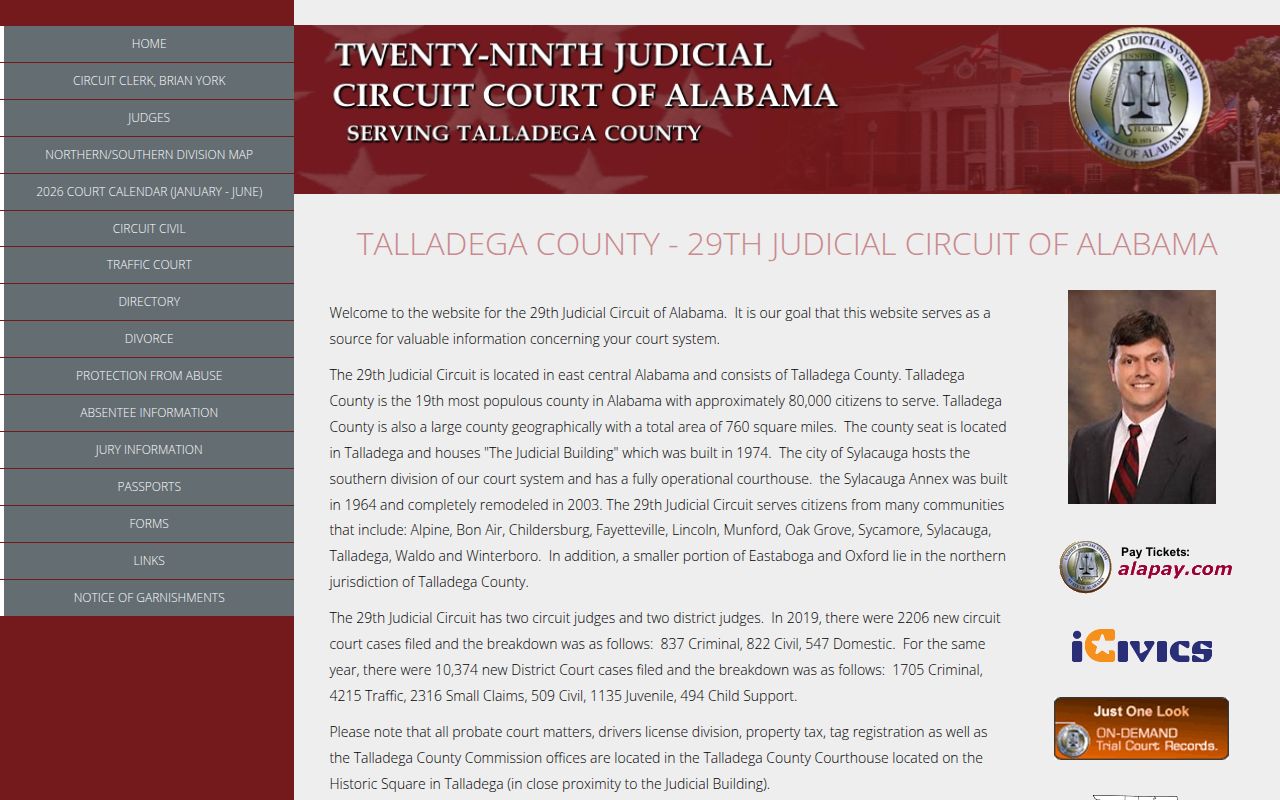 Talladega County Circuit Court Alacourt page