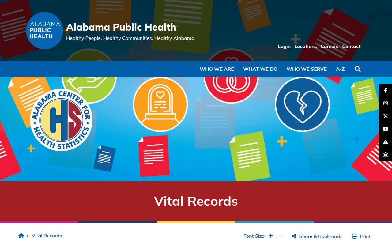 Alabama Department of Public Health Vital Records page